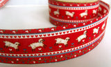 R4531 48mm Red Sheep Design Cotton Ribbon - Uneven Cut - Ribbonmoon