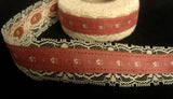 R4602 36mm Dusky Pink Cotton Ribbon over a Cream Lace - Ribbonmoon