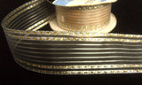 R4626 40mm Metallic Silver and Gold Decorated Stripe and Sheer Ribbon - Ribbonmoon