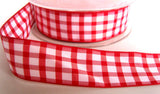R4661 25mm Red and White Gingham Ribbon - Ribbonmoon