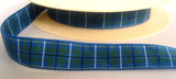 R4717 17mm Blue, Green, Black and White Douglas Tartan Ribbon - Ribbonmoon