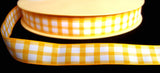 R4728 16mm Yellow and White Gingham Ribbon - Ribbonmoon