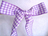 R4761 37mm Lilac and White Gingham Ribbon - Ribbonmoon