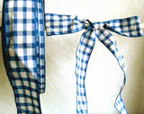R5082 24mm Dark Royal Blue and White Gingham Ribbon - Ribbonmoon