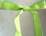 R5229 14mm Pale Lime Green Textured Lame Ribbon, Dusky Blue Borders - Ribbonmoon
