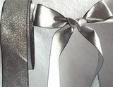 R5246 36mm Double Faced Silver Textured Lame Ribbon with Black Borders - Ribbonmoon