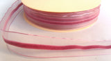 R5325 23mm Dusky Pink Sheer Ribbon with a 6mm Centre Velvet Stripe - Ribbonmoon