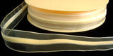 R5328 23mm Ivory Cream Sheer Ribbon with a 6mm Centre Velvet Stripe - Ribbonmoon