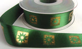 R5508 25mm Hunter Green Ribbon with a Metallic Gold Print - Ribbonmoon