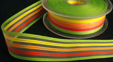 R5533 25mm Sheer Ribbon with Lime Green, Oranges and Yellow Stripes - Ribbonmoon