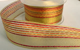 R5540 40mm Metallic Gold Mesh Ribbon with Gimp Stitch Stripes