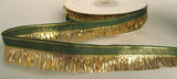 R5556 20mm Green and Gold Ribbon with a Metallic Tinsel Trim - Ribbonmoon