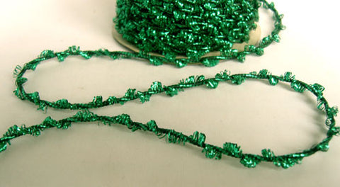 C406 7mm Metallic Green Elasticated Tinsel Twirl Cord