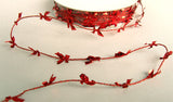 R5566 7mm Red Wire Trim with Lurex Bows - Ribbonmoon
