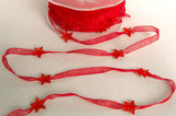 R1760 14mm Red Star Beads on a 7mm Red Sheer Ribbon