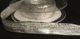 R5591 15mm Metallic Silver Lurex and Mesh Ribbon by Berisfords - Ribbonmoon