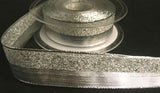 R5592 25mm Silver Metallic Lurex and Mesh Ribbon by Berisfords - Ribbonmoon