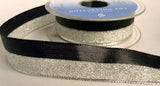 R5595 25mm Black and Silver Metallic Lurex and Mesh Ribbon by Berisfords - Ribbonmoon