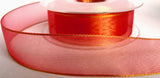 R5633 25mm Red and Gold Metallic Shot Mesh Ribbon by Berisfords - Ribbonmoon