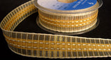 R1633 25mm Cream-Honey-Gold, Satin-Sheer-Metallic Tartan Ribbon