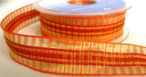 R5643C 24mm Orange, Rust and Gold Sheer, Satin and Metallic Ribbon - Ribbonmoon