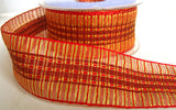 R5646 39mm Red and Wine Satin, Sheer and Metallic Tartan Ribbon - Ribbonmoon