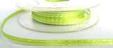 R5697 5mm Lime Green Polyester Grosgrain Ribbon with Silver Metallic Stripes - Ribbonmoon