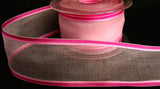 R6253 45mm Mixed Pink Sheer Ribbon with Silk Stripes by Berisfords