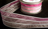R5726 42mm Pinks, White and Black Striped Sheer Ribbon by Berisfords - Ribbonmoon