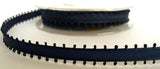 R5886 7mm Navy Taffeta Ribbon with Picot Feather Edges - Ribbonmoon