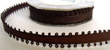 R5888 8mm Dark Brown Taffeta Ribbon with Picot Feather Edges - Ribbonmoon