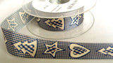 R6238 25mm Navy,-Cream-Orchid Christmas Gingham Ribbon, Berisfords