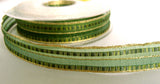R5975 17mm Greens Sheer, Metallic and Satin Banded Striped Ribbon - Ribbonmoon