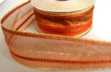 R5976 40mm Sheer, Metallic and Satin Banded Striped Ribbon - Ribbonmoon