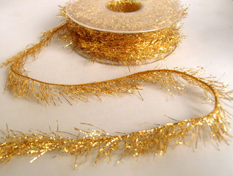 R5978 22mm Gold Metallic Tinsel Trim - Ribbonmoon