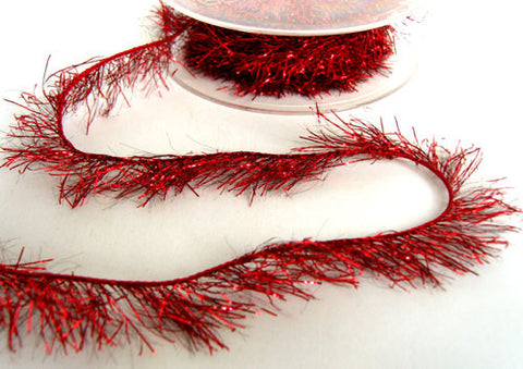 R5979 22mm Metallic Scarlet Berry Red Tinsel Trim