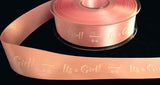 R6027 25mm Pink Satin Ribbon, "It's a Girl" with a Pram Print - Ribbonmoon