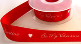R6034 25mm Red and White Printed Satin "Be My Valentine" Ribbon - Ribbonmoon