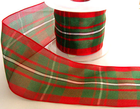 R6050 70mm Macgregor Tartan Sheer Ribbon by Berisfords - Ribbonmoon