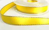 R6084 15mm Yellow Double Face Satin Ribbon, Metallic Gold Edge, Berisfords
