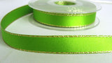 R6088 15mm Meadow Green Double Faced Satin Ribbon, Metallic Gold Edge - Ribbonmoon