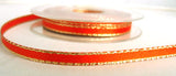 R6089 7mm Orange Double Faced Satin Ribbon, Metallic Gold Edge - Ribbonmoon