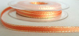 R6093 7mm Deep Apricot Double Faced Satin Ribbon, Metallic Edge - Ribbonmoon