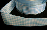 R6100 25mm Sky Blue and White  Polyester Gingham Ribbon by Berisfords - Ribbonmoon