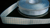 R6101 15mm Sky Blue and White Polyester Gingham Ribbon by Berisfords - Ribbonmoon
