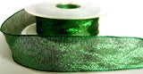 R0277 27mm Bottle Green Translucent Metallic Woven Ribbon