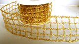 R6179 50mm Gold Tinsel Mesh Wired Ribbon - Ribbonmoon