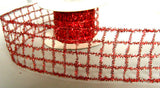 R6180C 50mm Scaret Berry Red "Tinsel Mesh" Wired Ribbon - Ribbonmoon