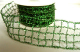 R6183C 50mm Bottle Green"Tinsel Mesh" Wired Ribbon - Ribbonmoon