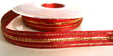 R6192 15mm Scarlet Berry Red and Gold Metallic "Twinkle" Ribbon - Ribbonmoon